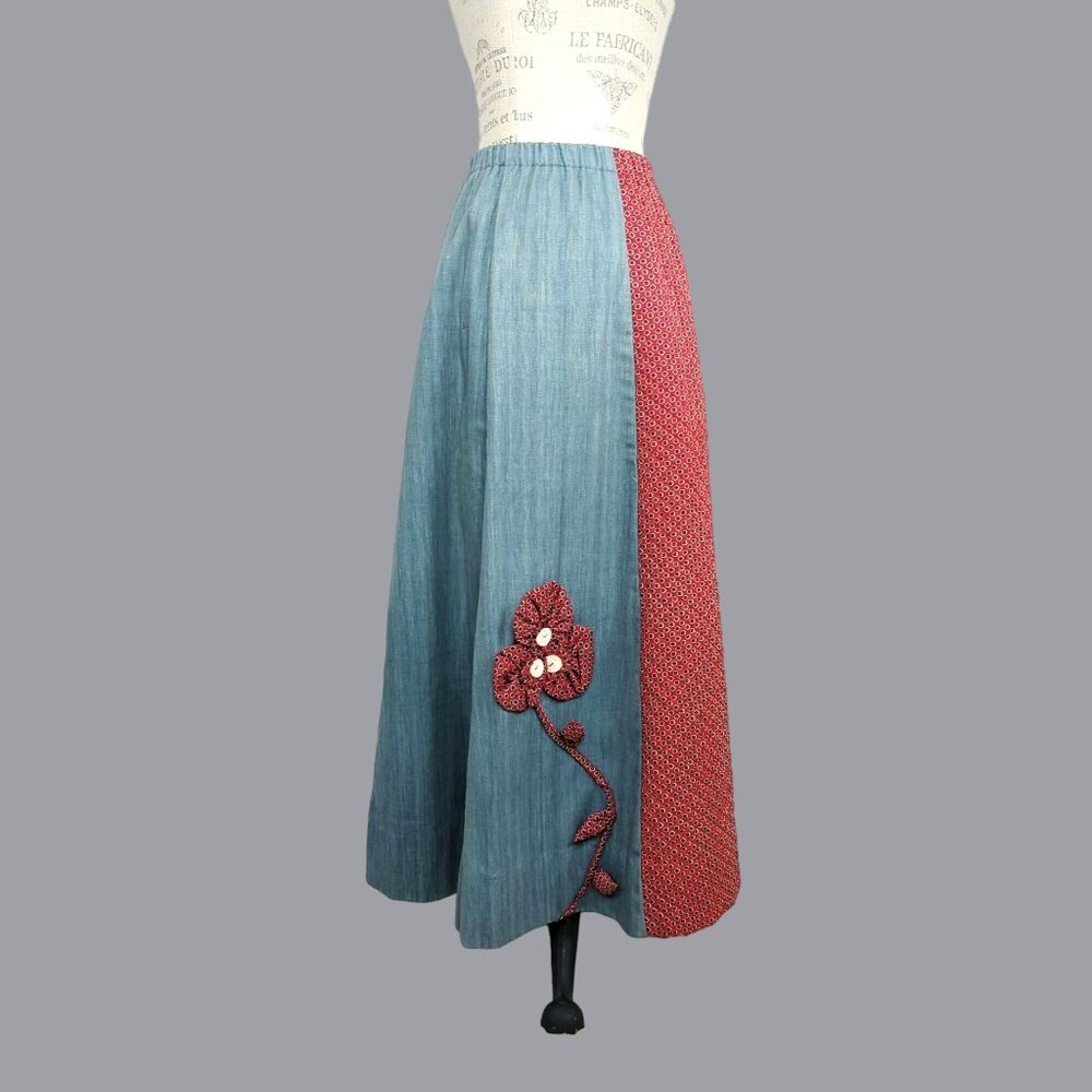 Vintage Chessa Davis Western Skirt Small Maxi Denim